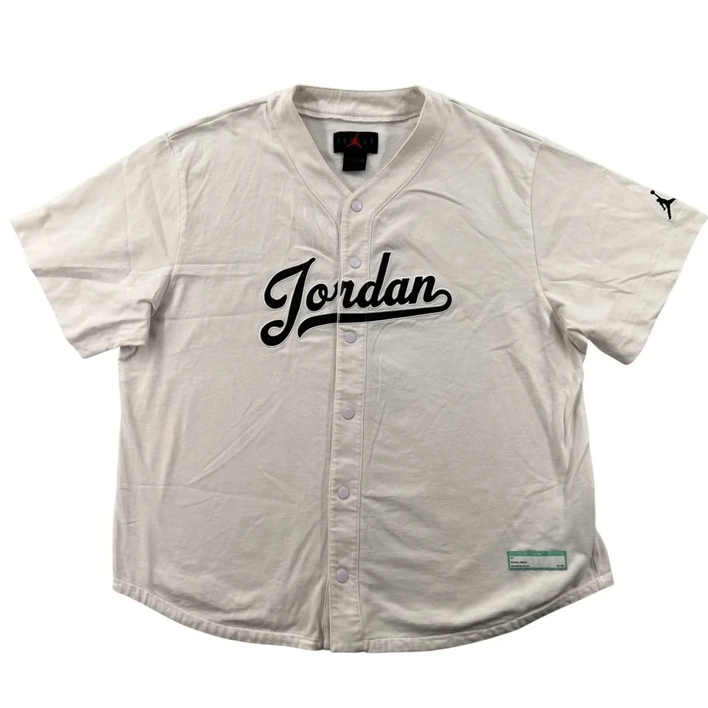 Nike Jordan Air Flight MVP Baseball‎ Jersey Men XXL White Snap Stitched Script